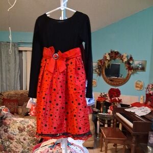 George Kids Formal Dress - Black and Red Polka Dot